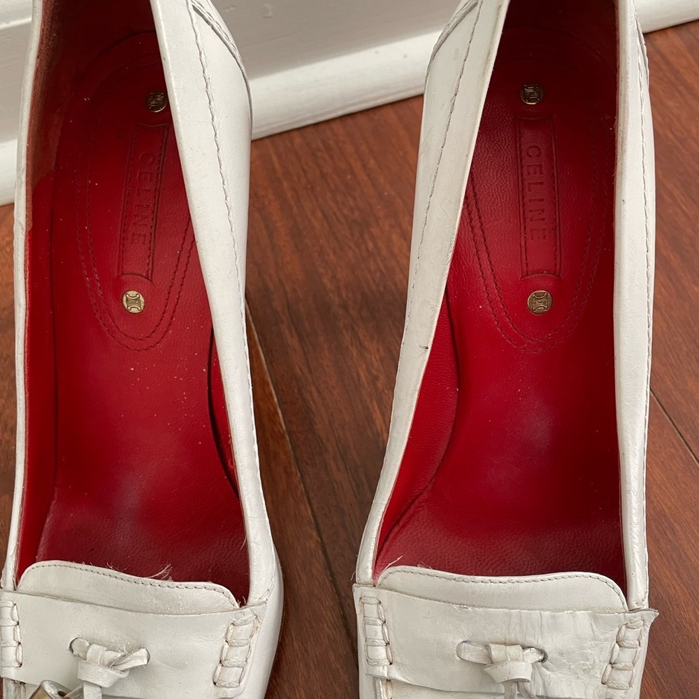 Celine White Leather Oxford Loafer Heels — Rare - Picture 5 of 8